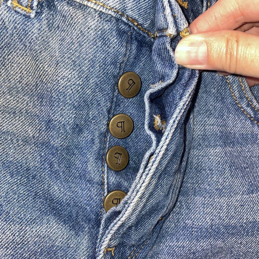 Anthropologie Pilcro Denim Shorts Women 27 Blue Casual Frayed Hem Forsythia Wash - Picture 7 of 11